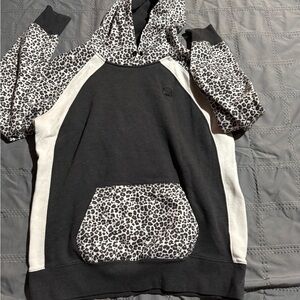 Hooey Leopard Print Hoodie with Black and White